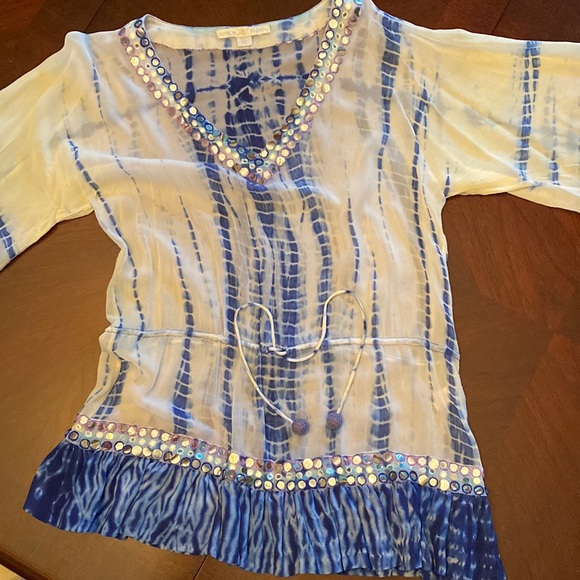 Boston Proper Tops - Boston Proper Tye Dye Mirrored Tunic. Size-L Color-Blue, yellow, white VGUC